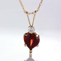 10k Genuine Garnet & Diamond Heart Pendant 202//202